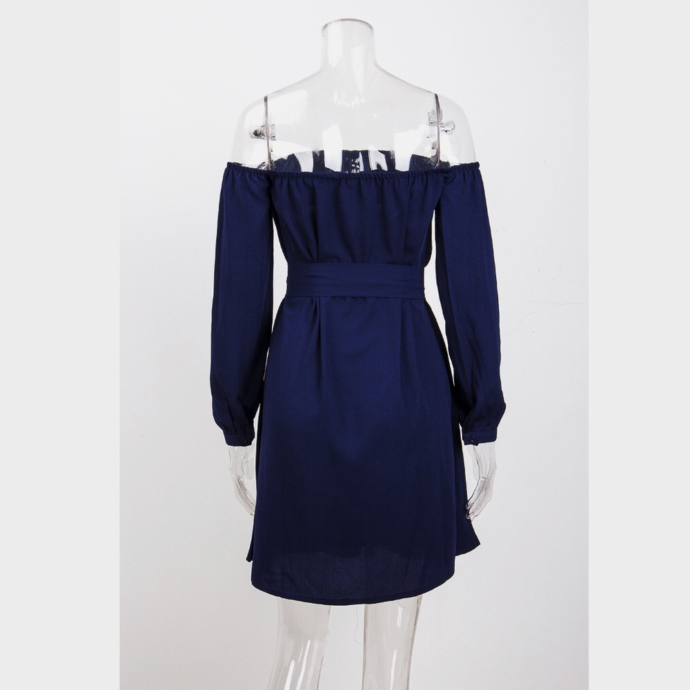 My Angel Navy Off Shoulder Mini Dress - Picture 5 of 8